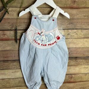 Vintage 80’s Buster Brown Striped Overalls Baby Boy Size 6-9 Months